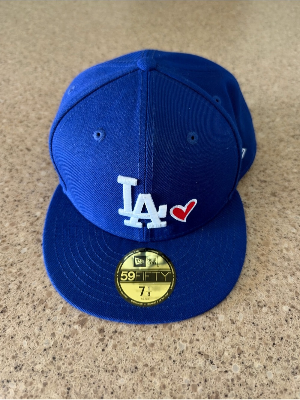 New Era Kids Royal Blue LA Dodgers Fitted Hat with Red Heart Patch
